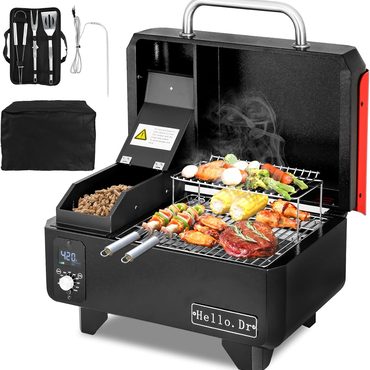 New 2026 Clear Choice Portable Wood Pellet Grill Smoker Electric 8 in 1 Tabletop Grill for RV Camping BBQ Modern