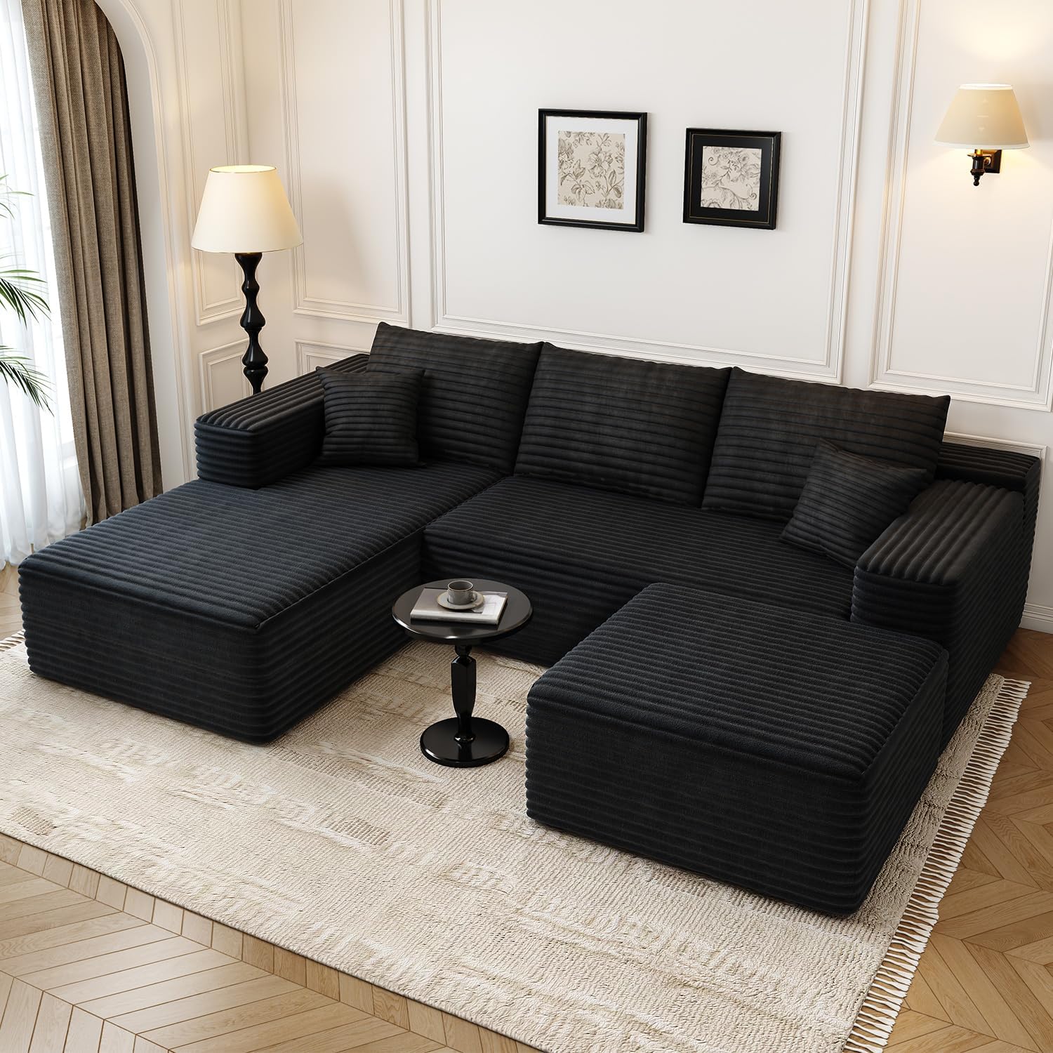 Durable Smart Pick 5" Cloud Modular Sectional Sofa L-Shape Chaise Deep Seat Black Left Facing Reliable