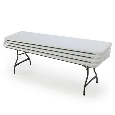 Popular Prime Select Lifetime 4-Pack Commercial Stackable Folding Table 8 Feet - White (80344) Enhanced