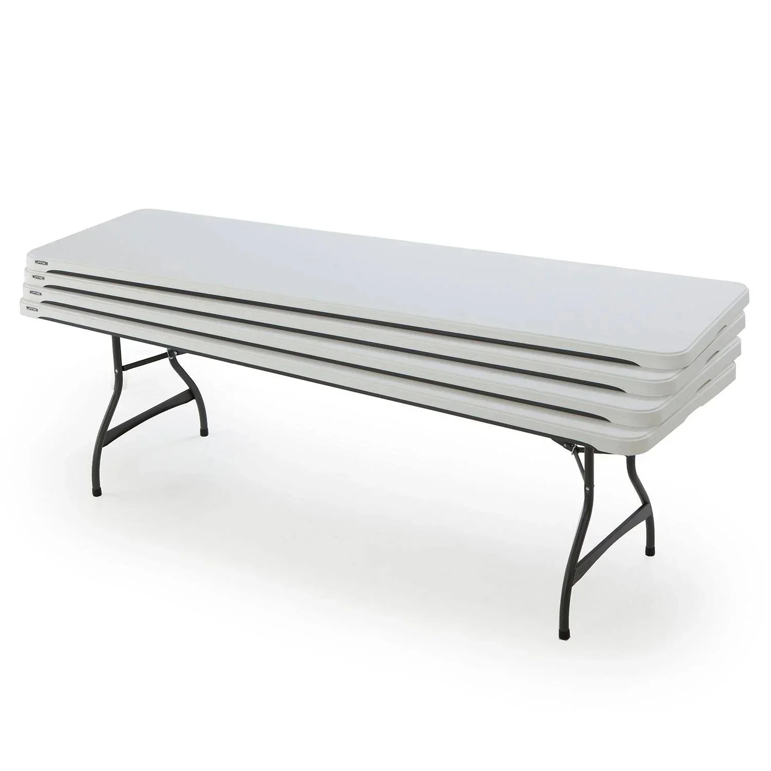Popular Prime Select Lifetime 4-Pack Commercial Stackable Folding Table 8 Feet - White (80344) Enhanced