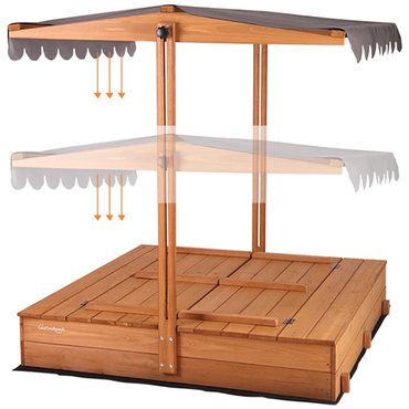 2026 Debut True Basics Morgete 47'' Outdoor Sandbox for Kids with Lid and Bench, Wooden Sand Play Toys Center Fine