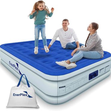 Durable Pure Value EnerPlex Queen Air Mattress with Built-in Pump - 16 Inch Double Height Inflatable Mattress for Camping Fine
