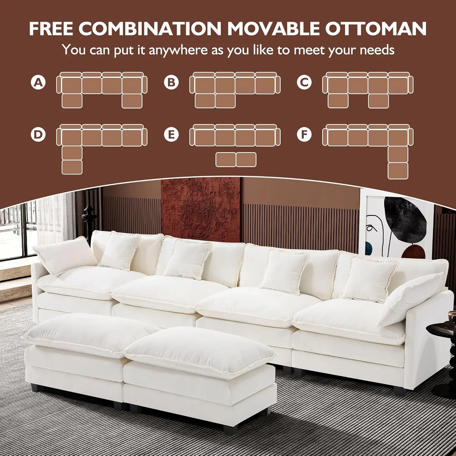 Premium Fresh Find Ihanherry 146" U-Shaped Modern Sofa Modular Sectional Cloud Couch Grey Practical