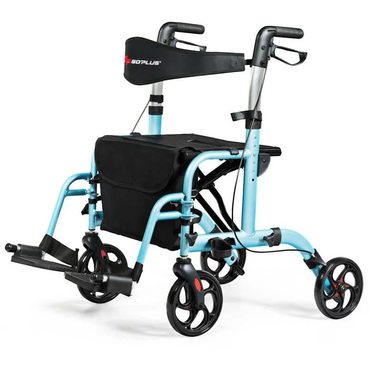 Limited Simple Goods 2 In 1 Rollator Walker Wheelchair Folding Medical Walker Aluminum Transport Chair Practical