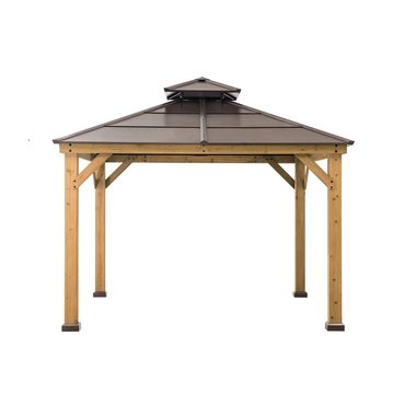 New 2026 Everyday Co 10 ft. x 10 ft. Cedar Framed Gazebo with Steel 2-Tier Hip Roof Hardtop Enhanced