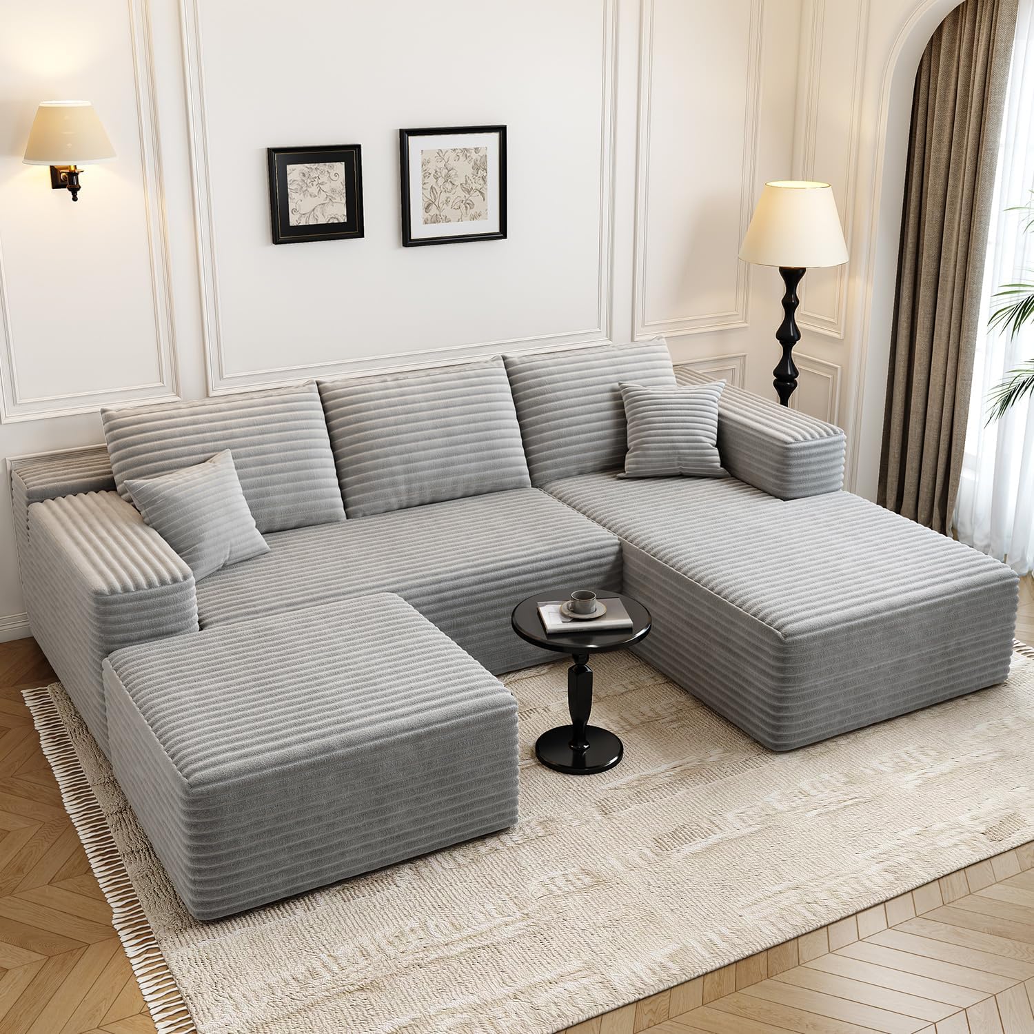 Durable Smart Pick 5" Cloud Modular Sectional Sofa L-Shape Chaise Deep Seat Black Left Facing Reliable