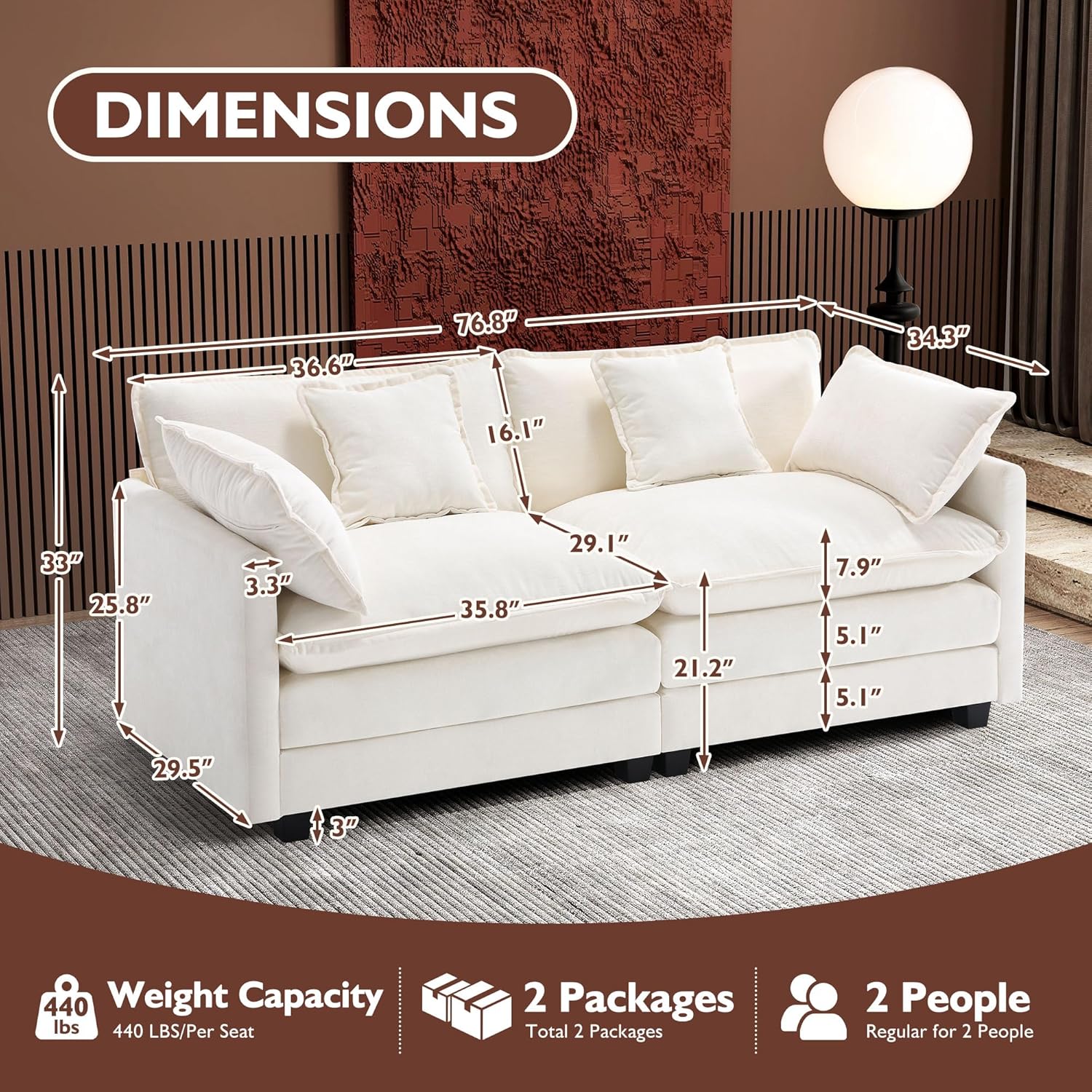 Premium Fresh Find Ihanherry 146" U-Shaped Modern Sofa Modular Sectional Cloud Couch Grey Practical