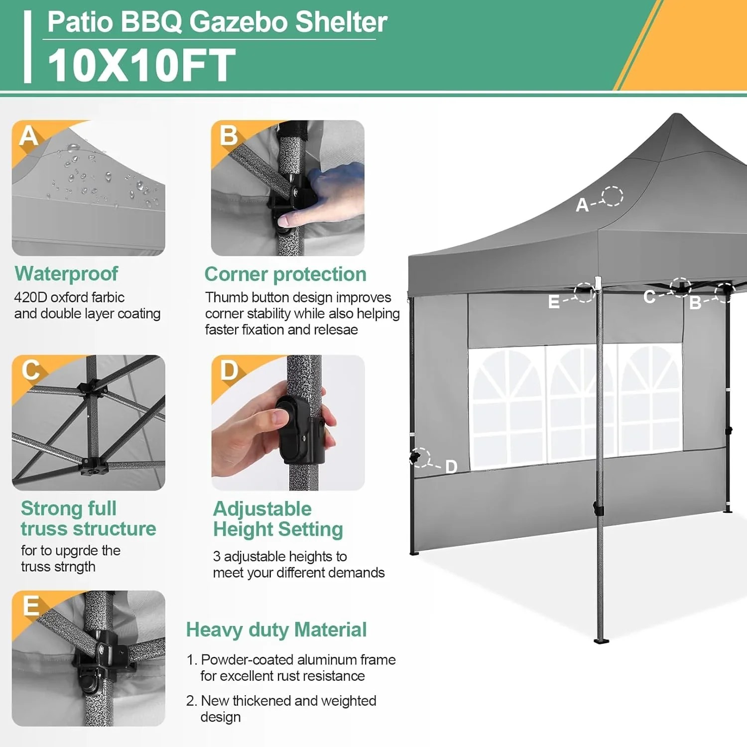 In Stock Pure Value COBIZI 10x20 Heavy Duty Pop up Canopy Tent with 6 Sidewalls Black Functional