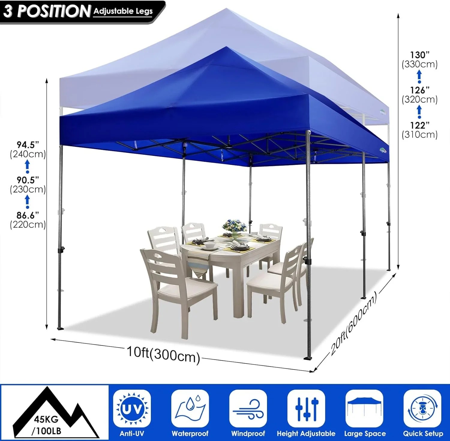 In Stock Pure Value COBIZI 10x20 Heavy Duty Pop up Canopy Tent with 6 Sidewalls Black Functional