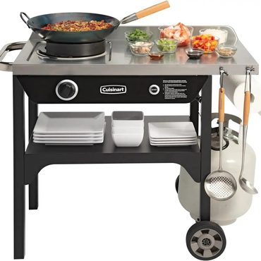 Limited Basic Line Cuisinart Outdoor Wok Station, 50,000 BTU Propane Wok Burner, 14" Carbon Steel Wok, Black Original
