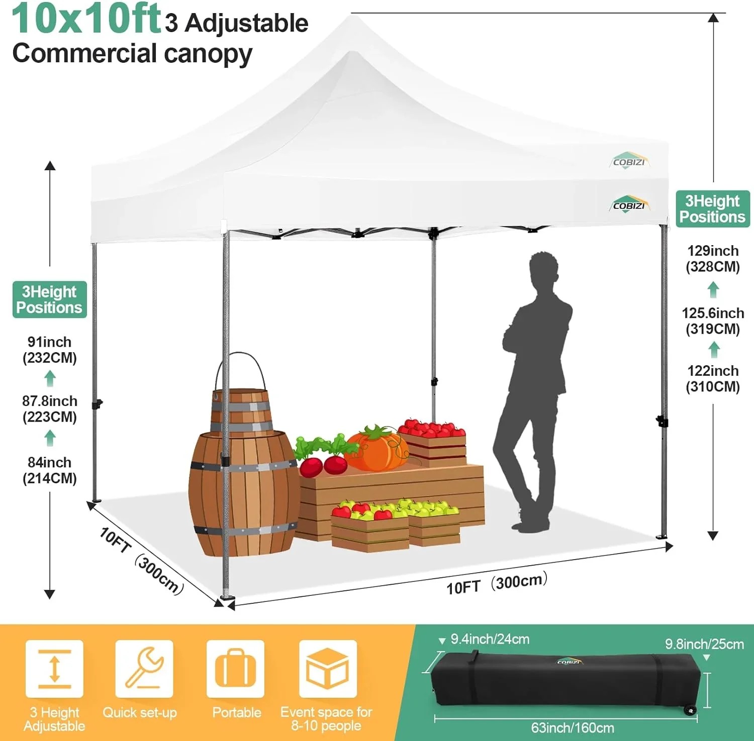 In Stock Pure Value COBIZI 10x20 Heavy Duty Pop up Canopy Tent with 6 Sidewalls Black Functional