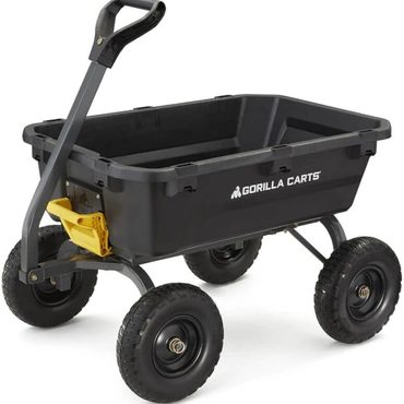 Genuine Basic Line 7GCG-NF Heavy-Duty Poly Dump Garden Cart No-Flat Tires 7 Cubic Feet Black Enhanced