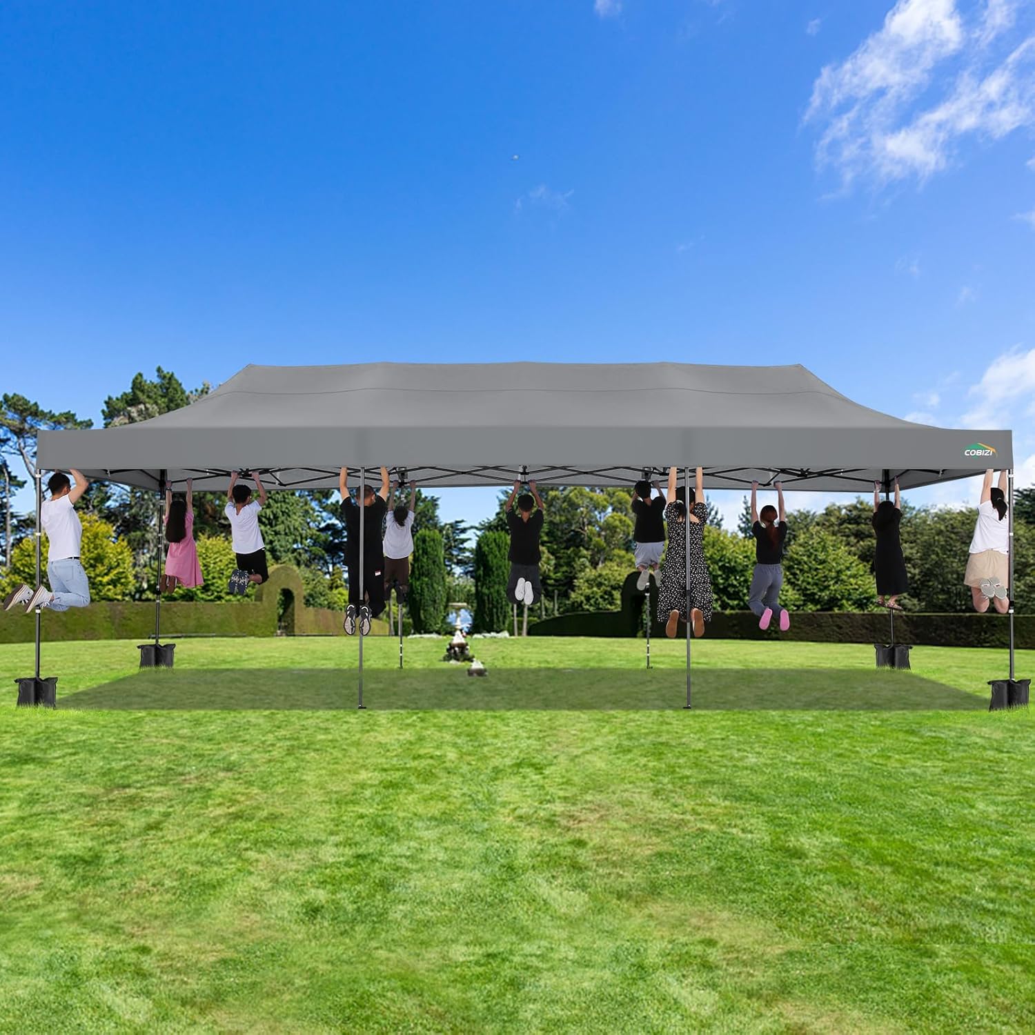 In Stock Pure Value COBIZI 10x20 Heavy Duty Pop up Canopy Tent with 6 Sidewalls Black Functional