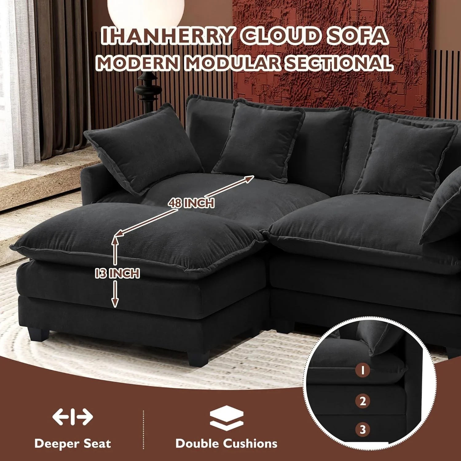 Premium Fresh Find Ihanherry 146" U-Shaped Modern Sofa Modular Sectional Cloud Couch Grey Practical