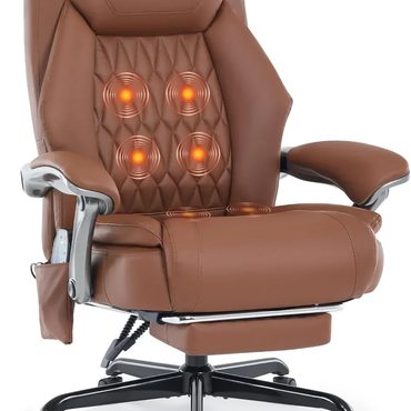 Classic Everyday Co Massage Office Chair with Heating and Footrest Ergonomic Executive Reclining Office Chair Reliable
