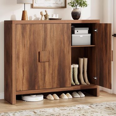 Essential True Basics ONBRILL Shoe Cabinet with 3 Doors, 30 Pairs Shoe Storage Cabinet with Adjustable Shelves Improved