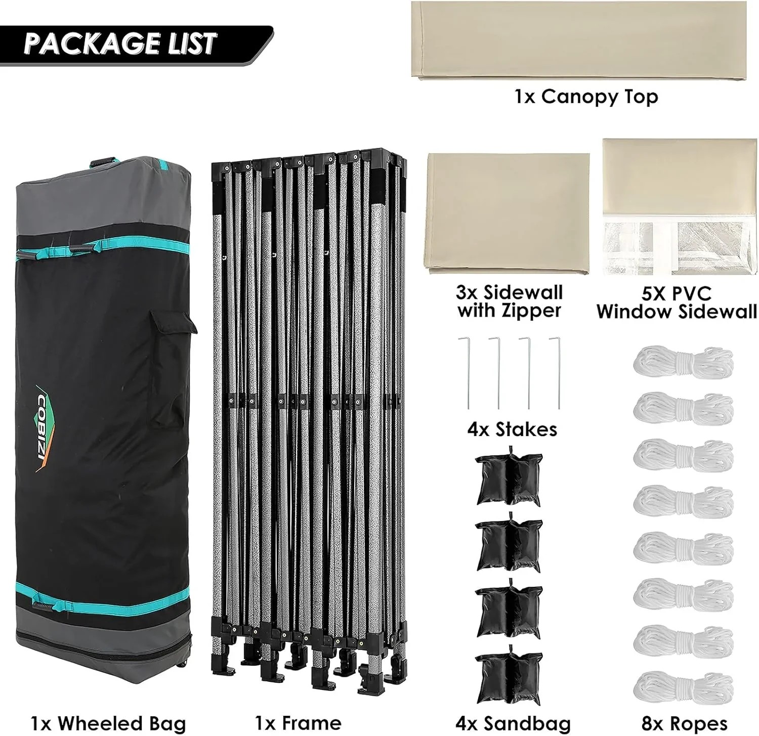 In Stock Pure Value COBIZI 10x20 Heavy Duty Pop up Canopy Tent with 6 Sidewalls Black Functional