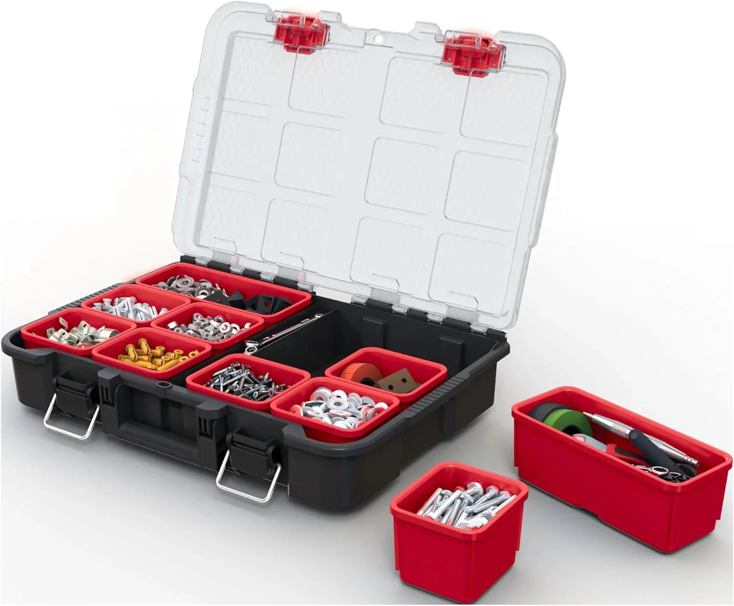 Select Everyday Co Keter Stack-n-Roll Modular Tools Organizer for Garage Storage and DIY 3 Piece Resin Rolling Tool Box System Fine