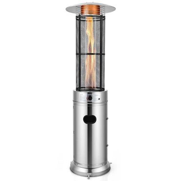 Economy Clear Choice 41000 BTU Standing Propane Patio Heater with Wheels, Stainless Steel Round Glass Tube Gas Outdoor Heater Sound