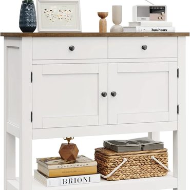 Select Open Market HOSTACK Farmhouse Console Table 2-Door Cabinet 2 Drawers Entryway Rustic Brown Budget