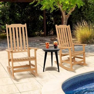 In Season Everyday Co Vrakae 2 PCS Patio All Weather Resistant High Back Rocking Chair Practical