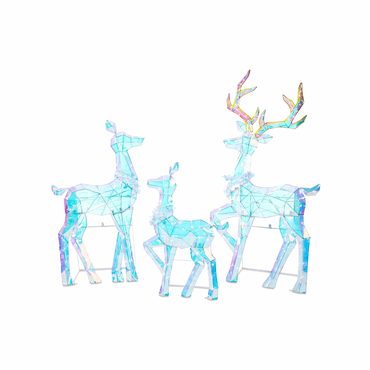 Select Simple Goods Holiday Time 3-Piece LED Prismatic Polygon Deer Family Set – Buck, Doe & Fawn for Indoor/Outdoor Decor Sound
