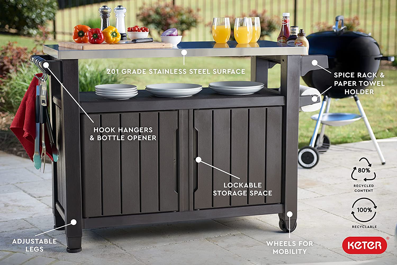 Essential True Basics Keter Unity XL Portable Outdoor Table and Storage Sensible