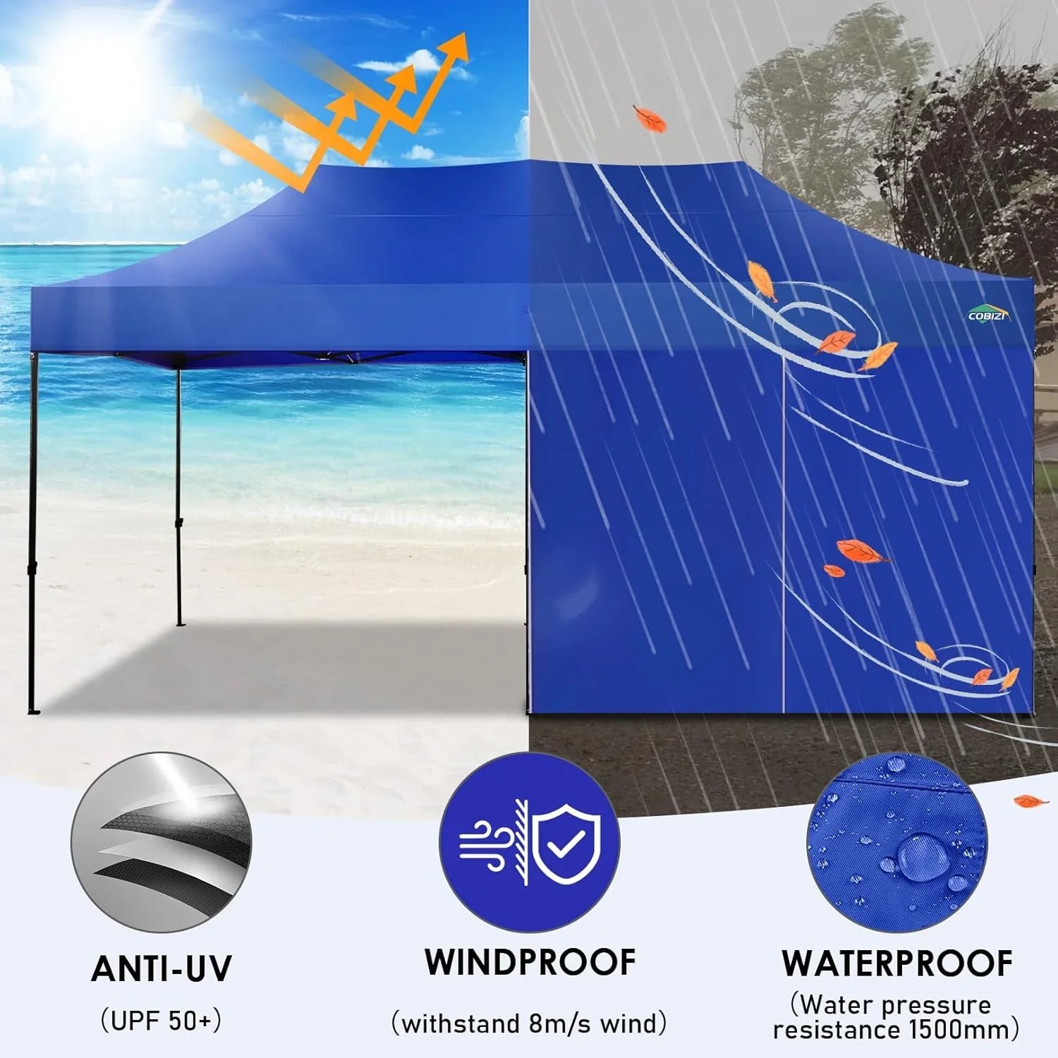 In Stock Pure Value COBIZI 10x20 Heavy Duty Pop up Canopy Tent with 6 Sidewalls Black Functional