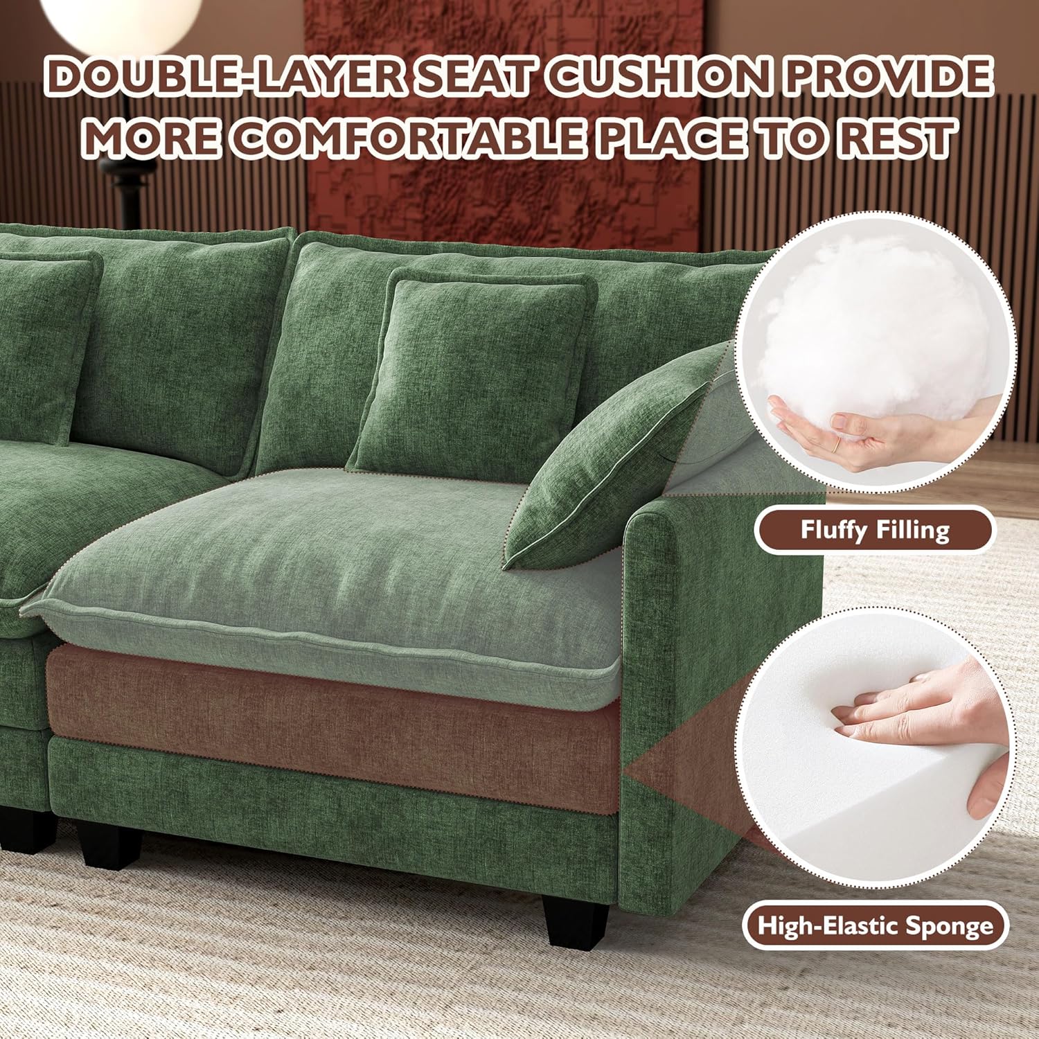 Premium Fresh Find Ihanherry 146" U-Shaped Modern Sofa Modular Sectional Cloud Couch Grey Practical