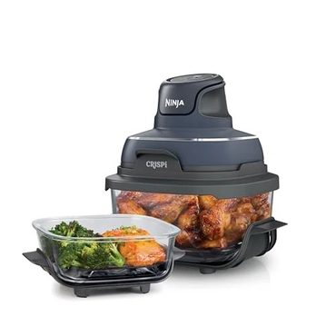 Durable Fresh Find Ninja Crispi 4 in 1 Portable Glass Air Fryer Cooking System 4QT 6 Cup Cyberspace FN101GY Practical