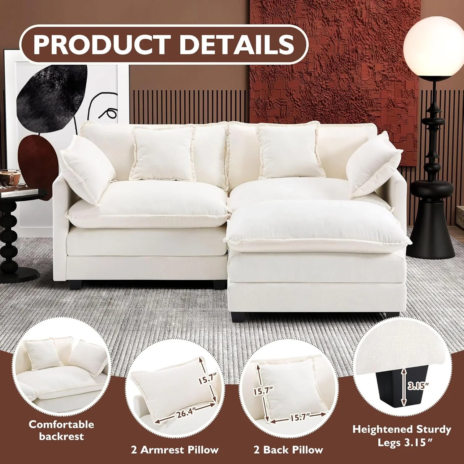 Premium Fresh Find Ihanherry 146" U-Shaped Modern Sofa Modular Sectional Cloud Couch Grey Practical