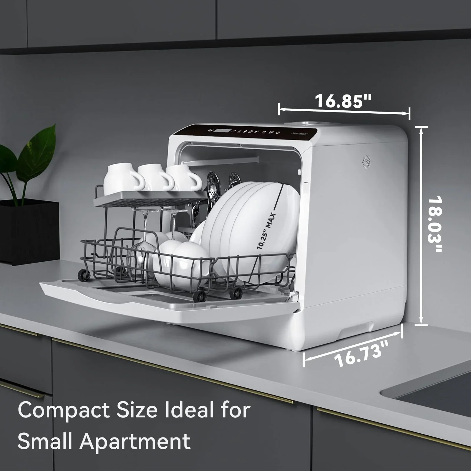 Classic Open Market Hermitlux Countertop Dishwasher With 5-Liter Built-in Water Tank Universal