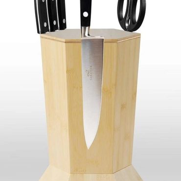 Brand New Open Market 360 Knife Block – Blonde Bamboo ROTATING – Magnetic – BEST Universal Knife Block Practical