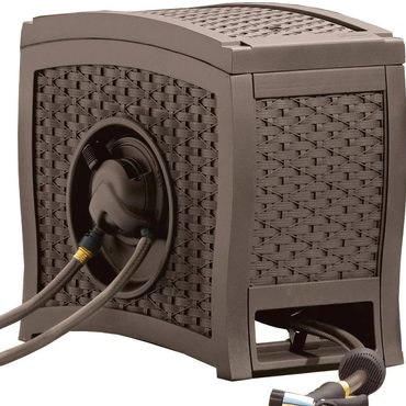 Economy Smart Pick Suncast Aquawinder 125 Wicker Garden Hose Reel Portable Retractable Java Sound