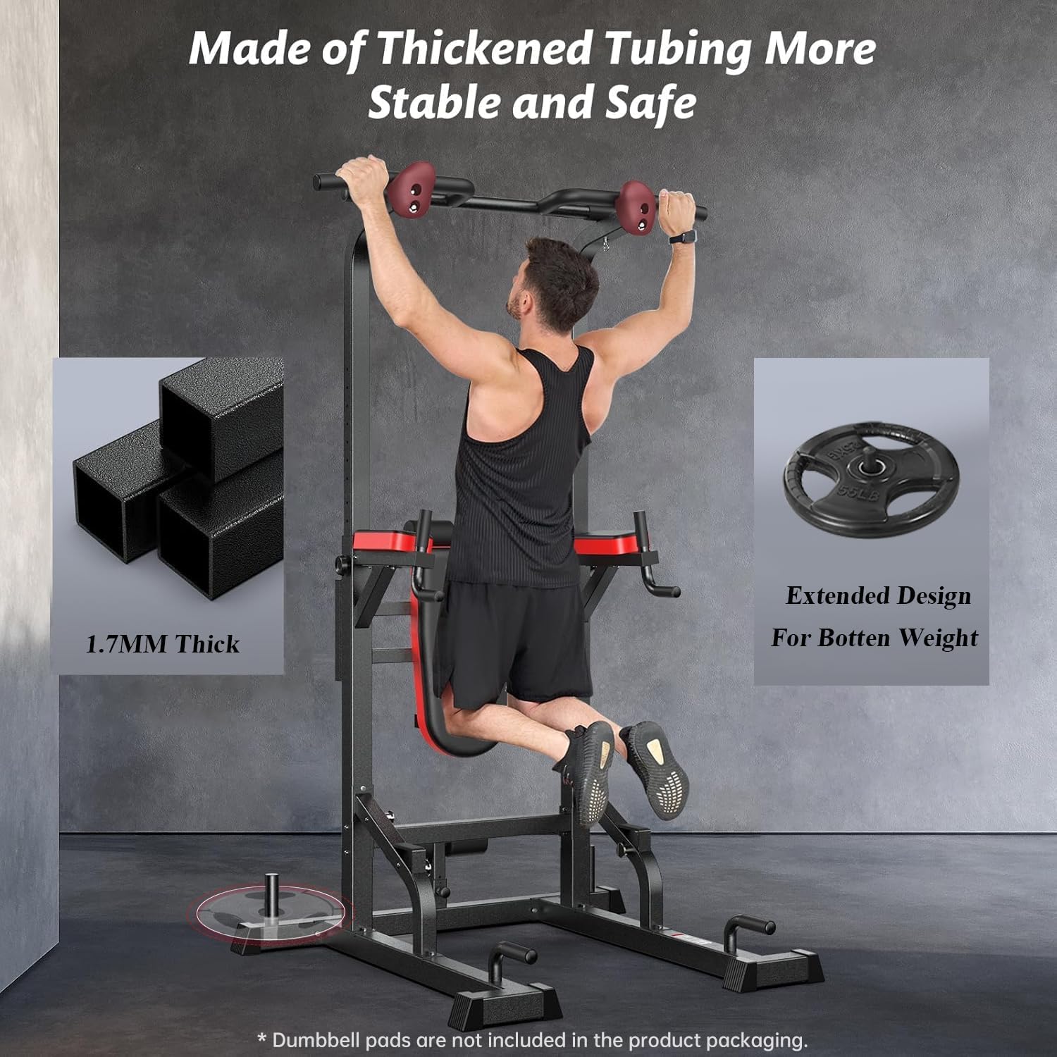 Limited Basic Line Pooboo Power Tower Dip Station, Pull-Up Bar, Supine Board, Adjustable Budget