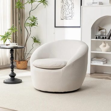 Durable Fresh Find Swivel Barrel Chair - 360° Rotation - Boucle Fabric Everyday