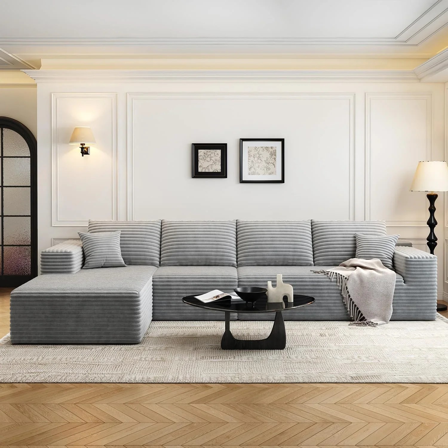 Durable Smart Pick 5" Cloud Modular Sectional Sofa L-Shape Chaise Deep Seat Black Left Facing Reliable