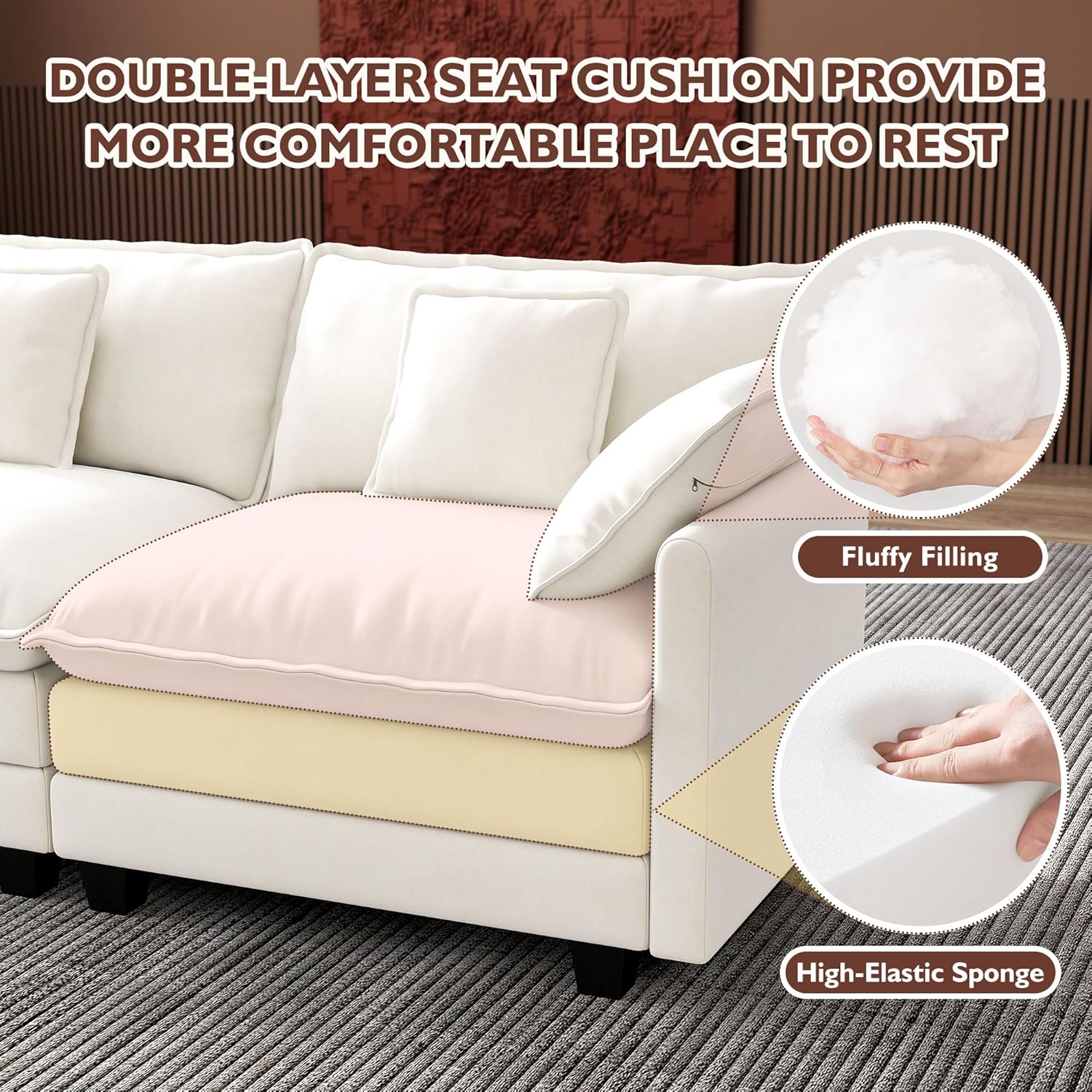 Premium Fresh Find Ihanherry 146" U-Shaped Modern Sofa Modular Sectional Cloud Couch Grey Practical
