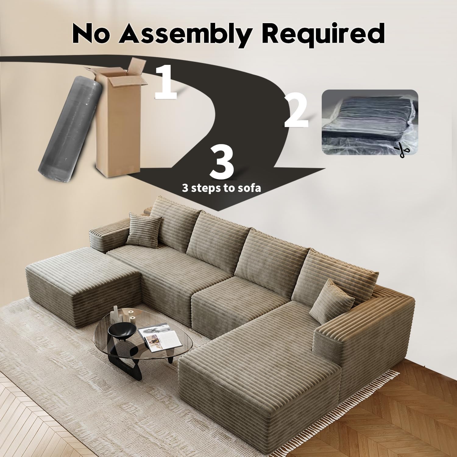 Durable Smart Pick 5" Cloud Modular Sectional Sofa L-Shape Chaise Deep Seat Black Left Facing Reliable