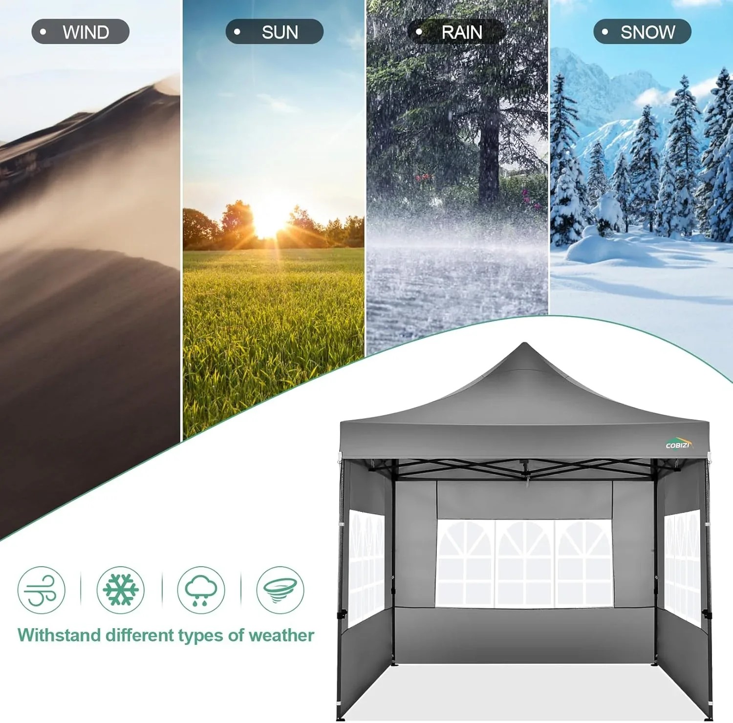 In Stock Pure Value COBIZI 10x20 Heavy Duty Pop up Canopy Tent with 6 Sidewalls Black Functional