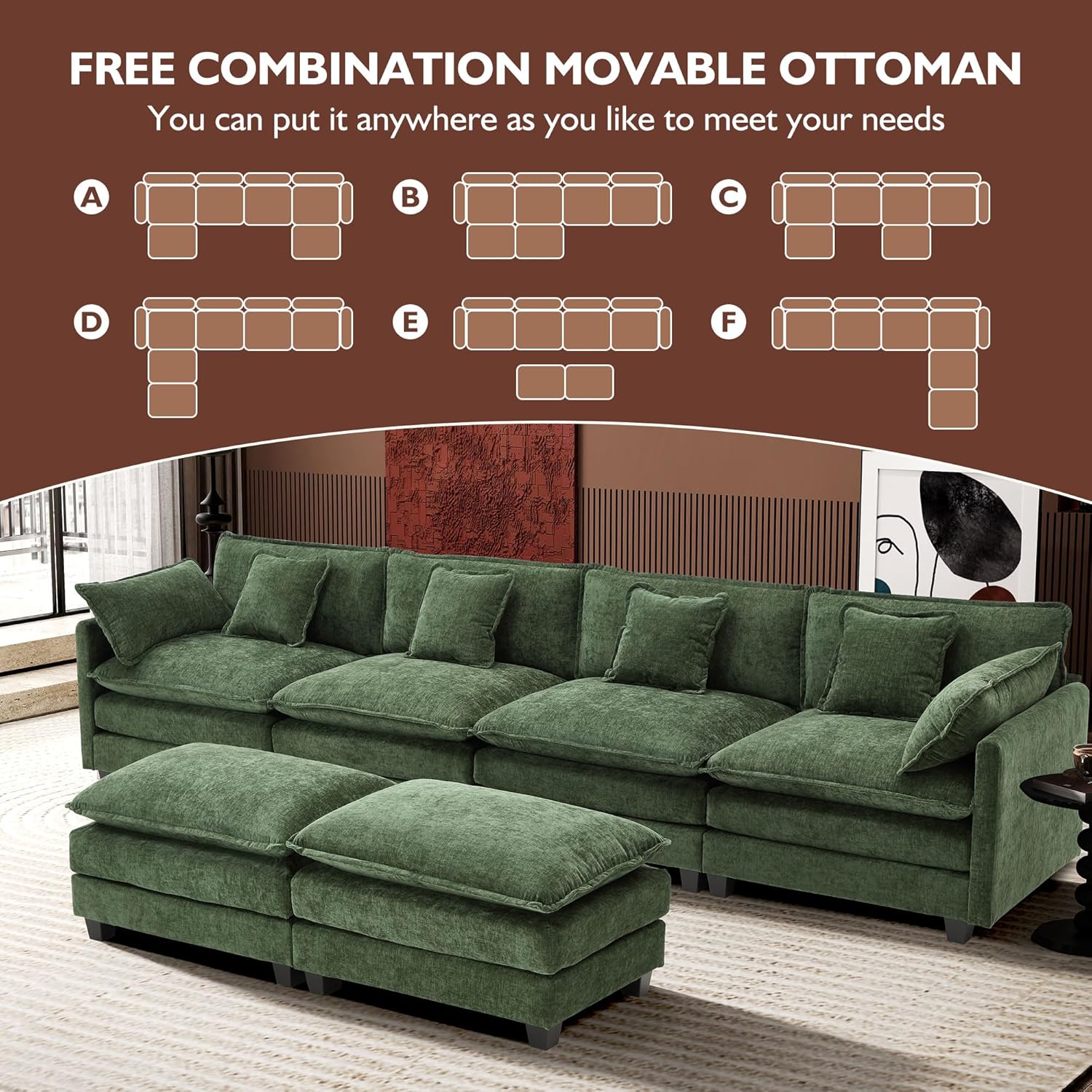 Premium Fresh Find Ihanherry 146" U-Shaped Modern Sofa Modular Sectional Cloud Couch Grey Practical
