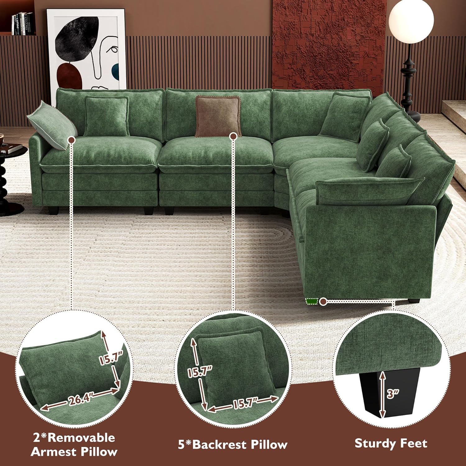 Premium Fresh Find Ihanherry 146" U-Shaped Modern Sofa Modular Sectional Cloud Couch Grey Practical