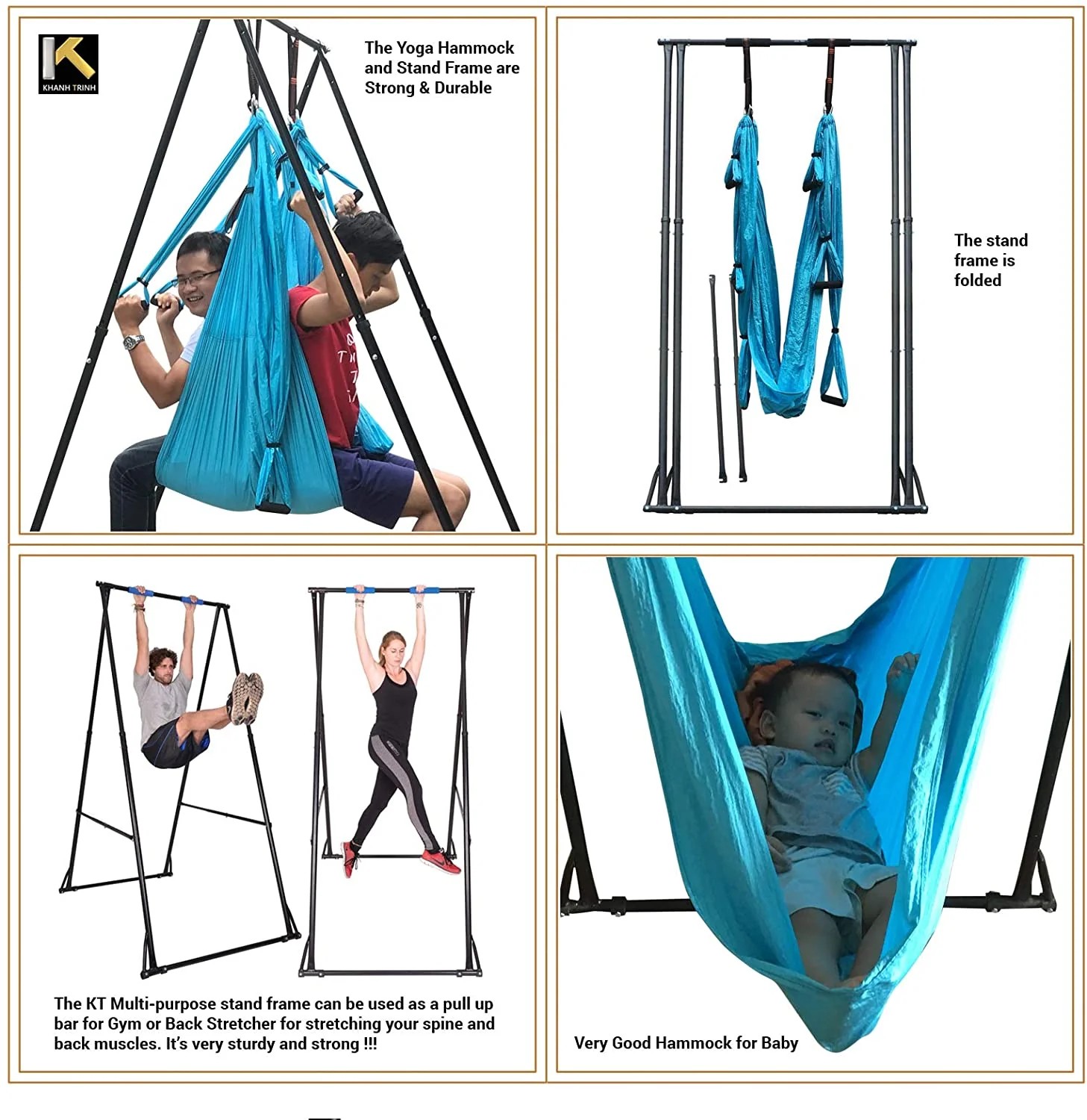 Essential Direct Source Air Yoga Equipment Set Blue Aerial Yoga Hammock KT Swing Stand Reliable