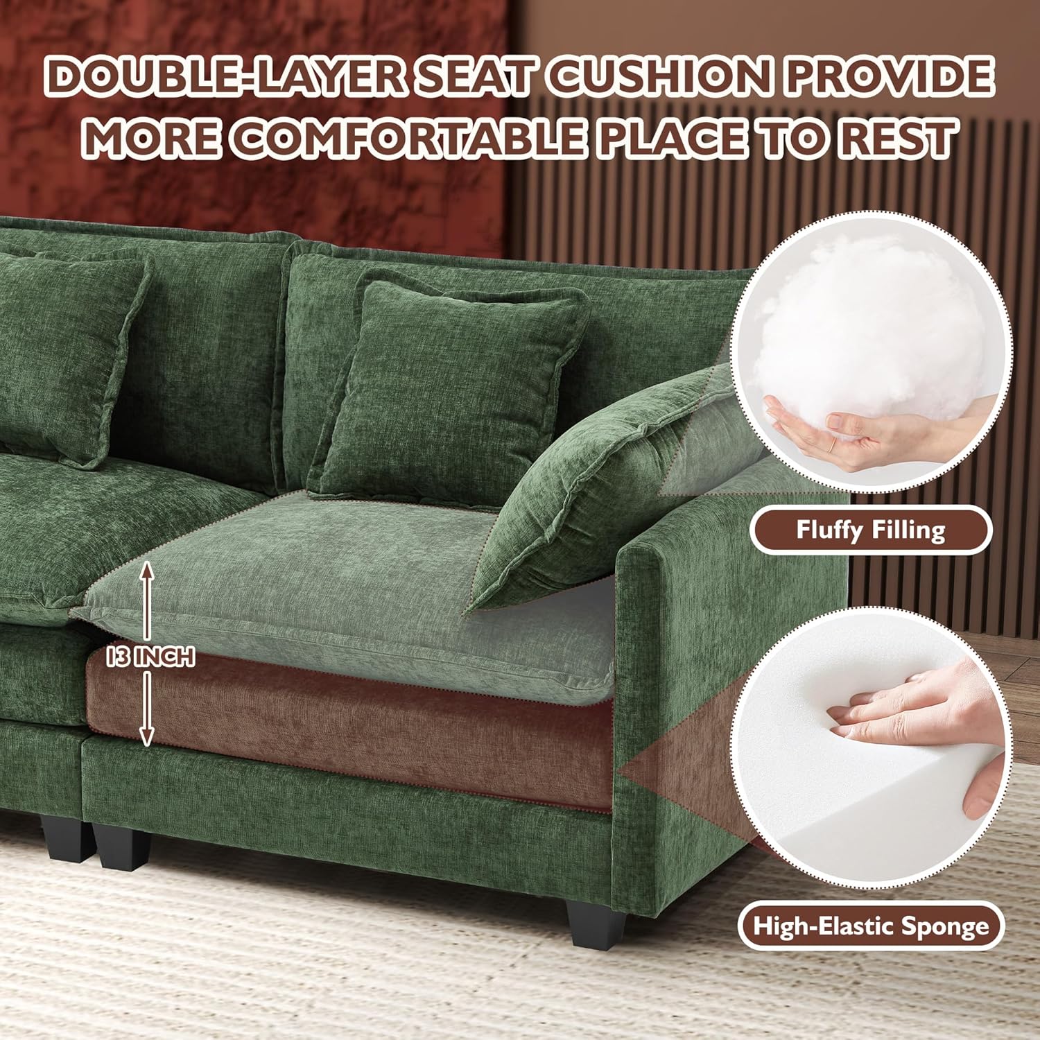Premium Fresh Find Ihanherry 146" U-Shaped Modern Sofa Modular Sectional Cloud Couch Grey Practical