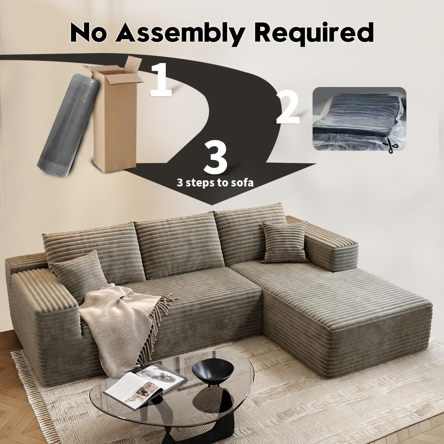 Durable Smart Pick 5" Cloud Modular Sectional Sofa L-Shape Chaise Deep Seat Black Left Facing Reliable