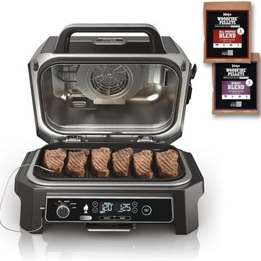 Revolutionary Simple Goods 7-in-1 Grill & Smoker with Thermometer Air Fryer BBQ Bake Roast Broil Portable Grey Reliable