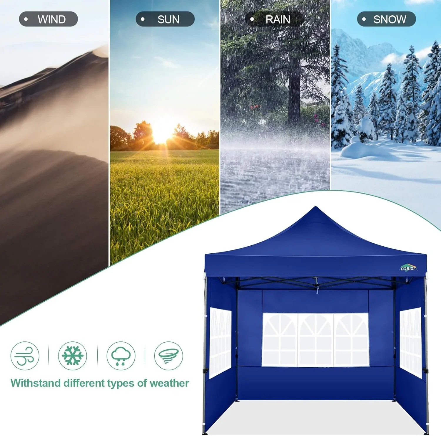 In Stock Pure Value COBIZI 10x20 Heavy Duty Pop up Canopy Tent with 6 Sidewalls Black Functional