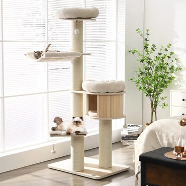 Economy Pure Value Large cat tree multi-level tower with sisal posts hammock hanging basket removable washable mats for large cats Improved