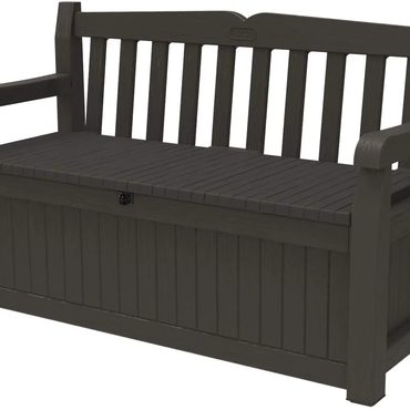 Genuine Simple Goods Keter Solana 70 Gallon Storage Bench Deck Box for Patio Furniture, Front Porch Decor and Outdoor Seating – Per Budget