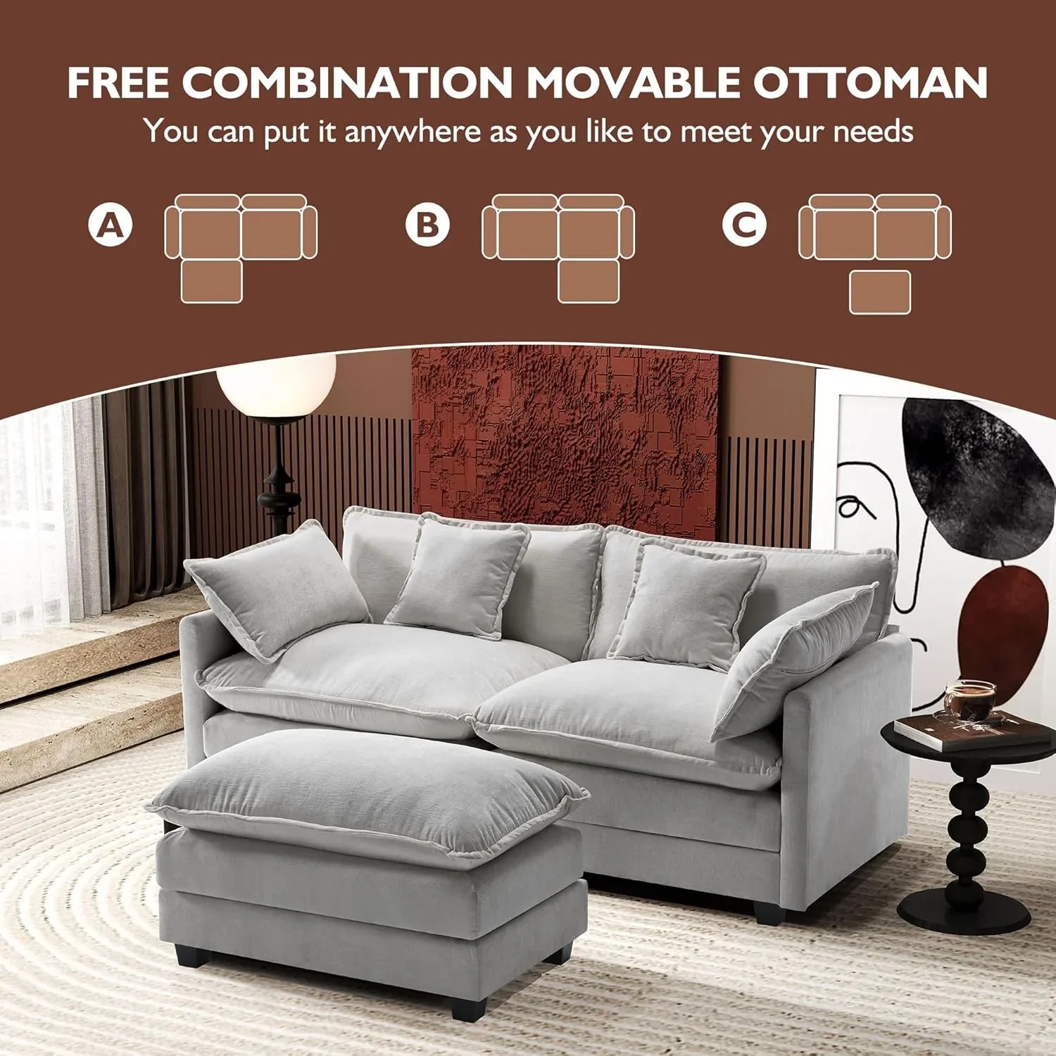 Premium Fresh Find Ihanherry 146" U-Shaped Modern Sofa Modular Sectional Cloud Couch Grey Practical